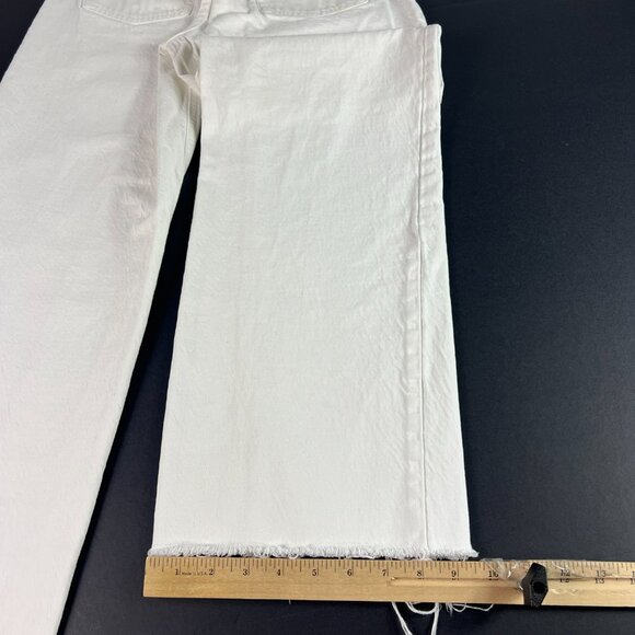 Zara Jeans Women's 27x29* High Rise Wide Leg White Raw Hem Denim Tag 4 - Picture 11 of 16
